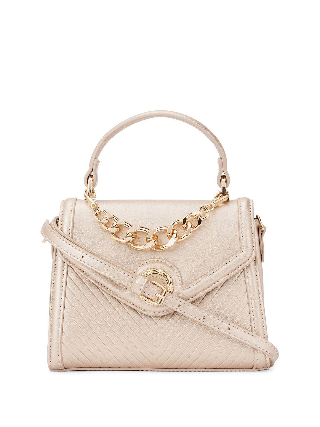 aldo gold-toned pu structured handheld bag