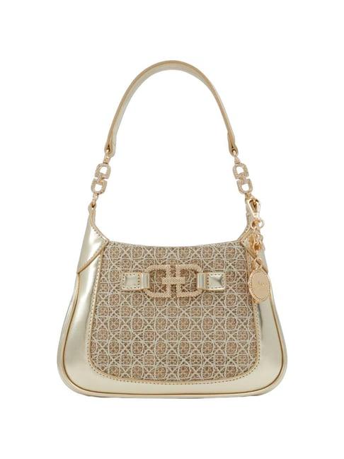 aldo golden textured medium shoulder handbag