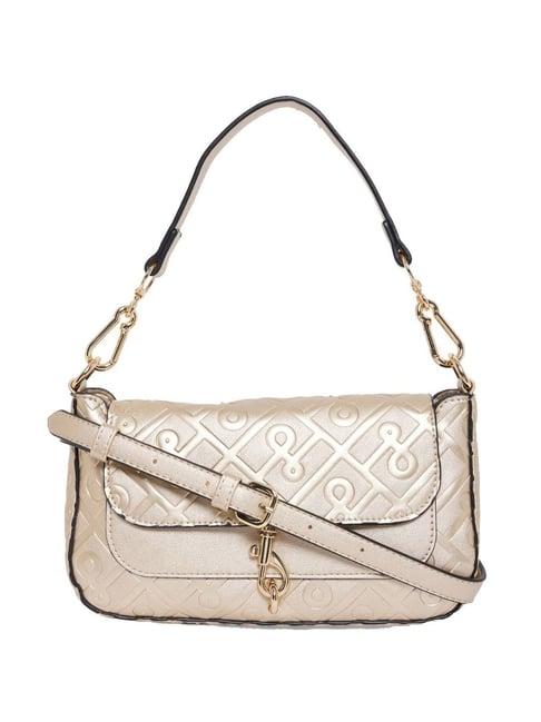 aldo golden textured medium sling handbag