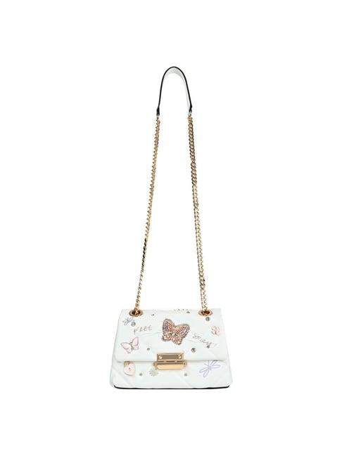 aldo gwiricarryyx112029 white synthetic quilted sling handbag