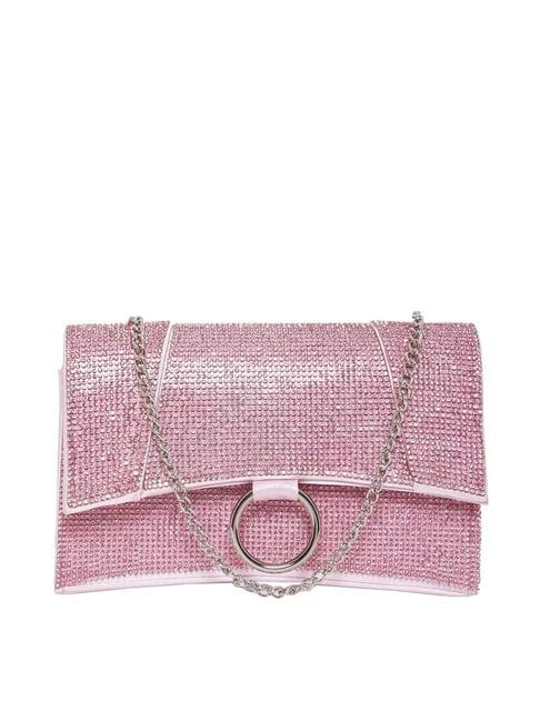 aldo light pink embellished medium sling handbag