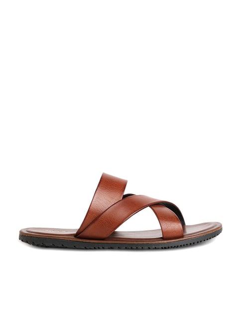 aldo men's brown cross strap sandals