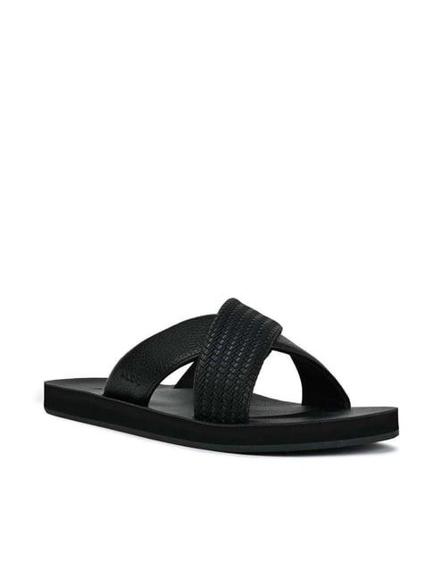 aldo men's jet black cross strap sandals