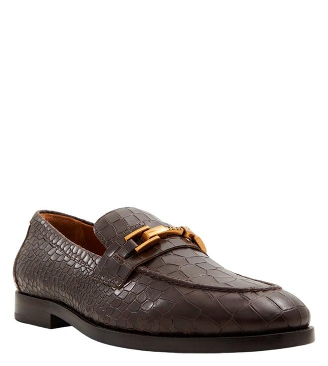 aldo men's sinclair dark brown animal effect dress loafers