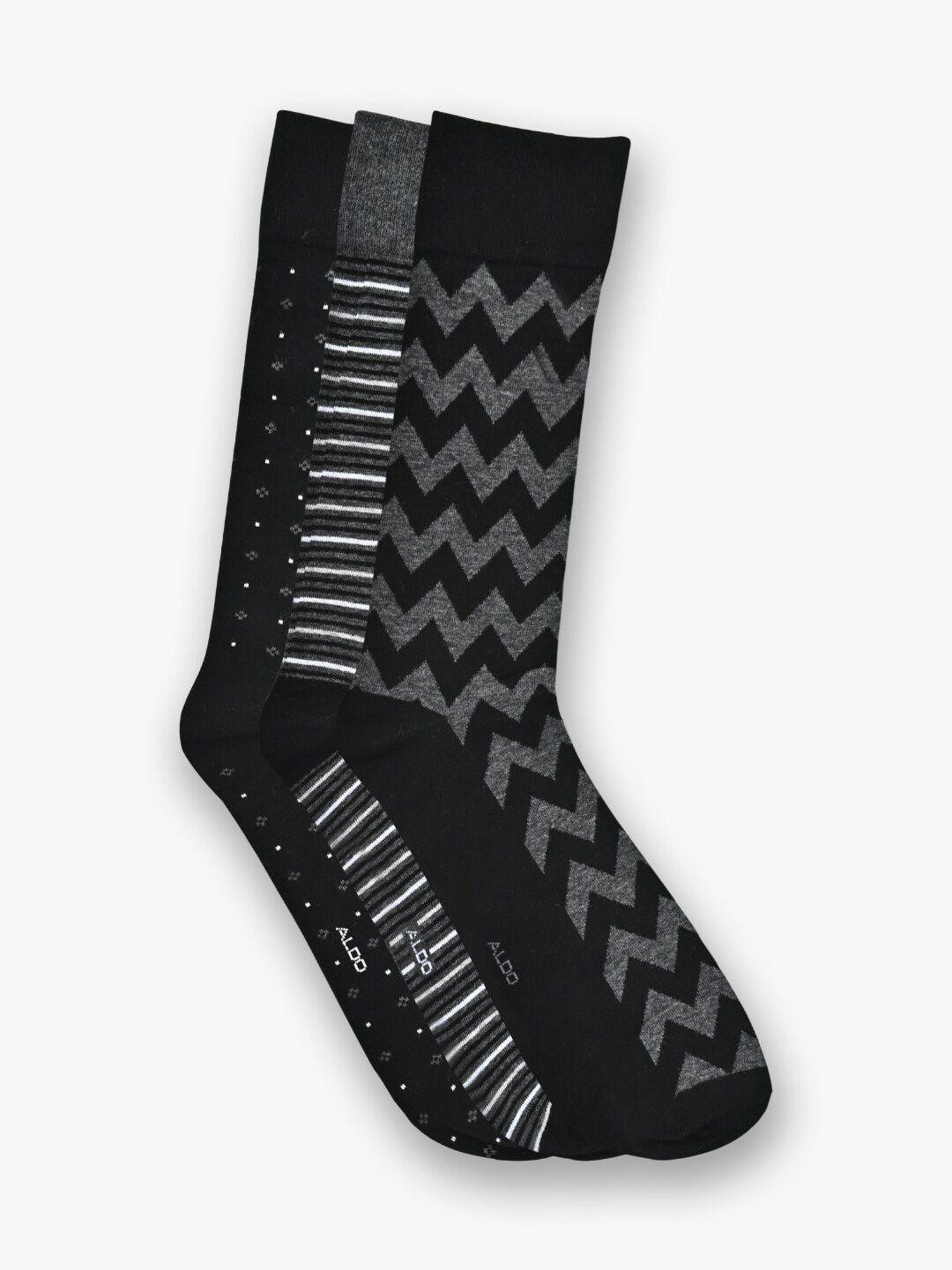 aldo men pack of 3 patterned cotton calf-length socks