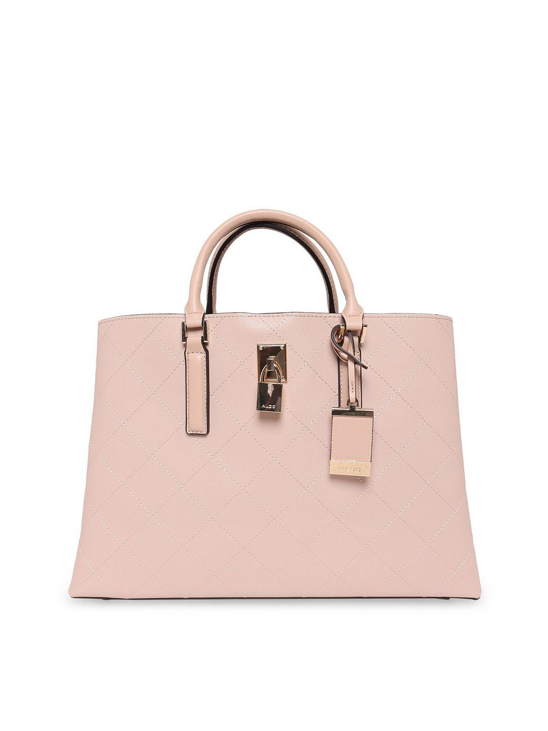 aldo pink pu structured handheld bag