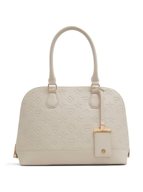 aldo rotstuin white synthetic textured handbag