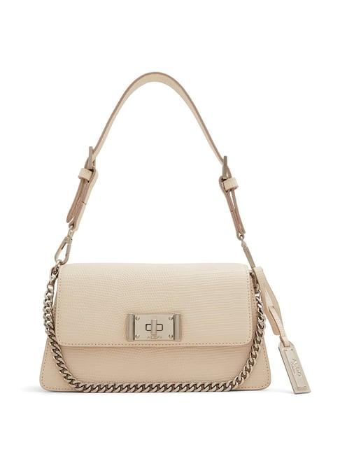 aldo sabrine beige synthetic textured sling handbag