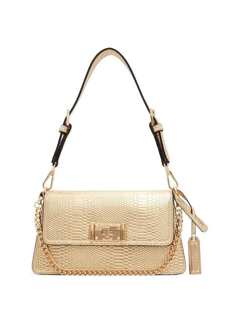 aldo sabrine gold synthetic textured sling handbag