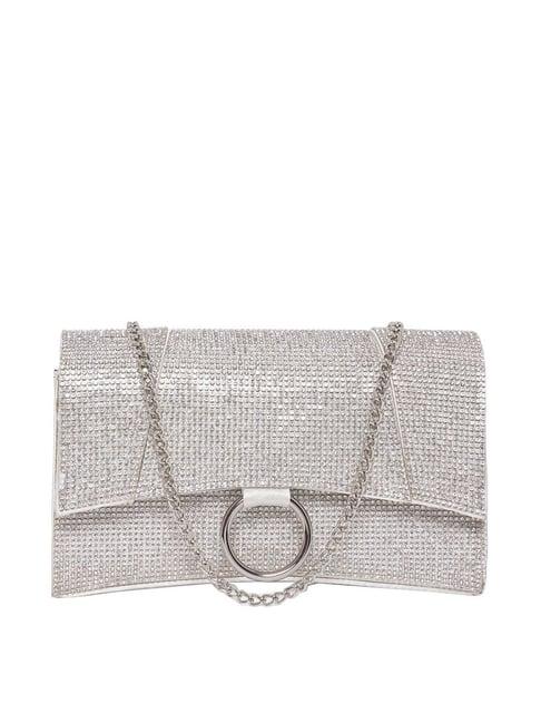 aldo silver embellished medium sling handbag