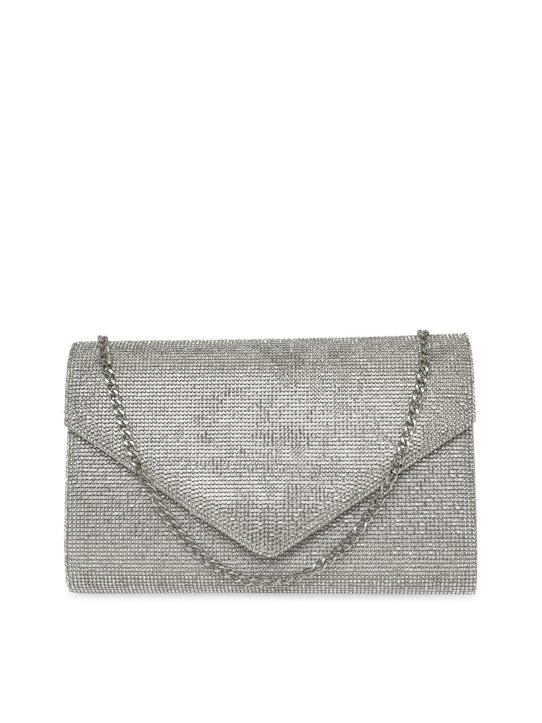 aldo silver-toned embellished envelope clutch