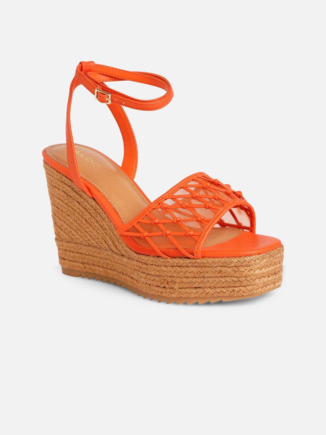 aldo textured open toe wedges with ankle loop