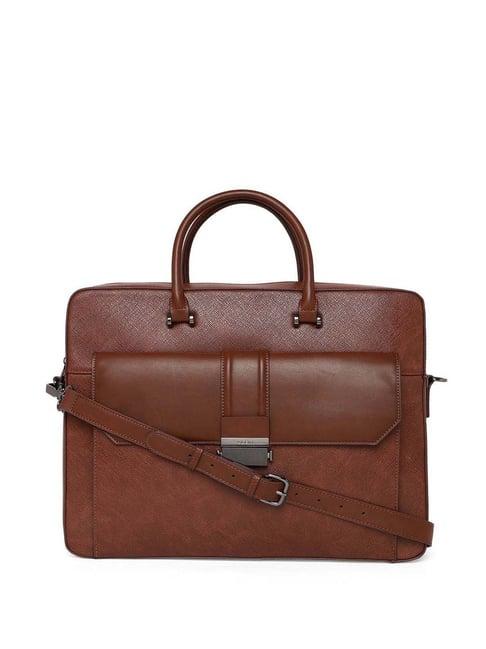 aldo vermon200 brown solid medium laptop messenger bag