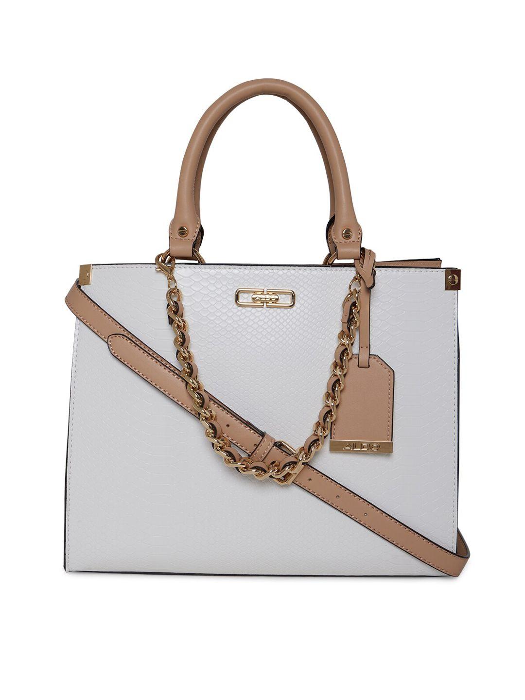 aldo white textured swagger handheld bag