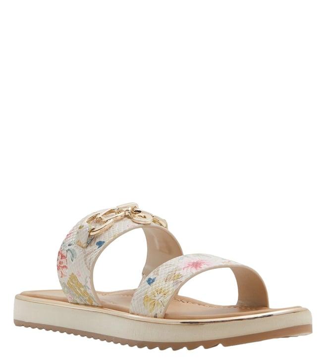 aldo women's aderrar beige overflow printed slide sandals