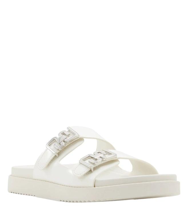 aldo women's alessie white slide sandals