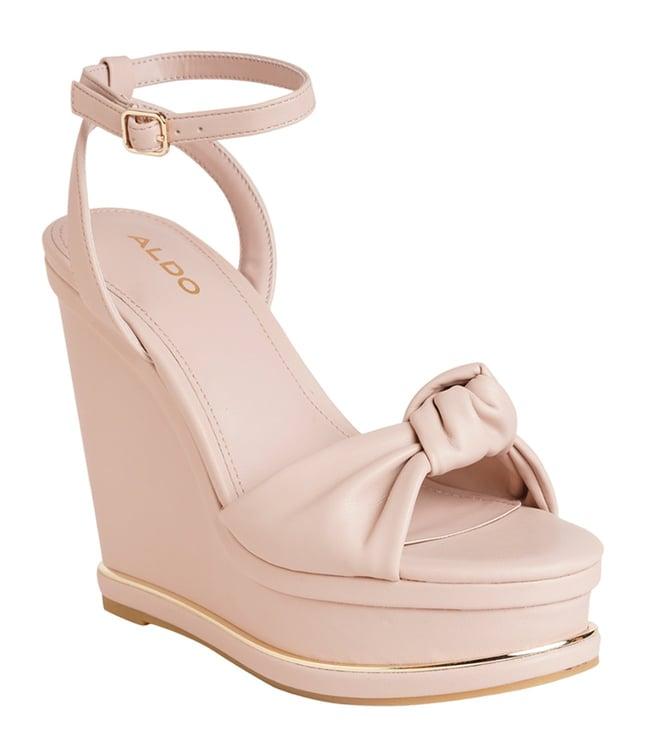 aldo women's barykin690 pink ankle strap wedges