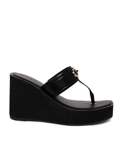 aldo women's black t-strap wedges