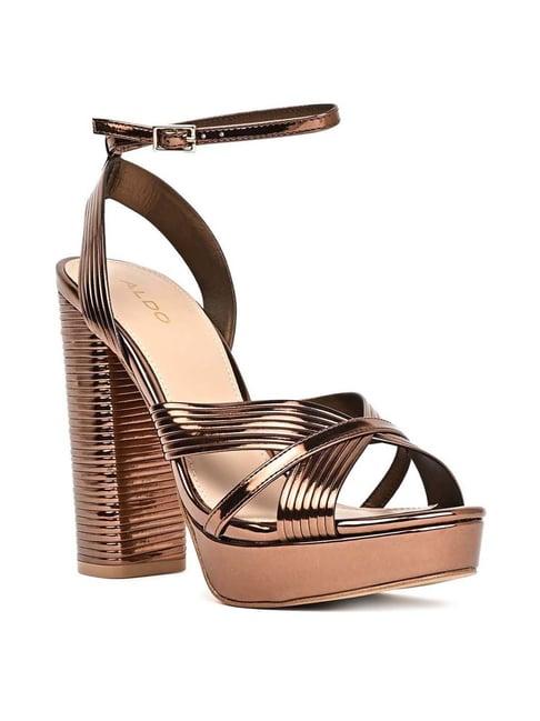 aldo women's bronze ankle strap sandals