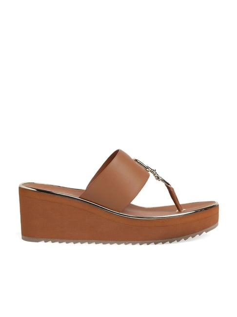 aldo women's brown t-strap wedges