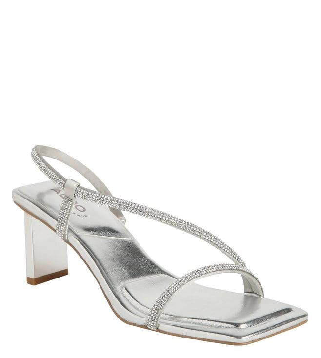 aldo women's castlegate045 embellished silver sling back sandals