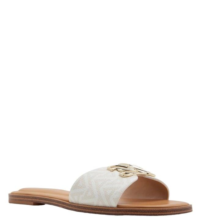 aldo women's damiana white & bone slide sandals