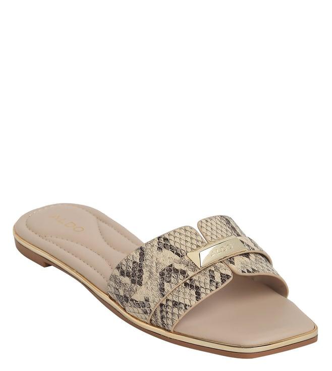 aldo women's darine101 natural slide sandals (animal effect)