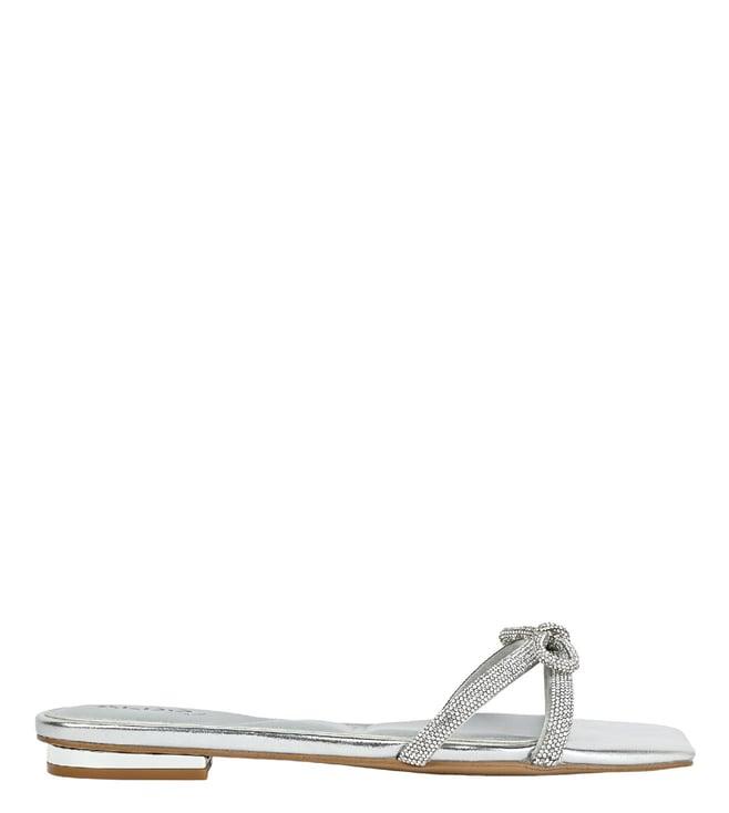 aldo women's glimmera040 silver embellished slide sandals