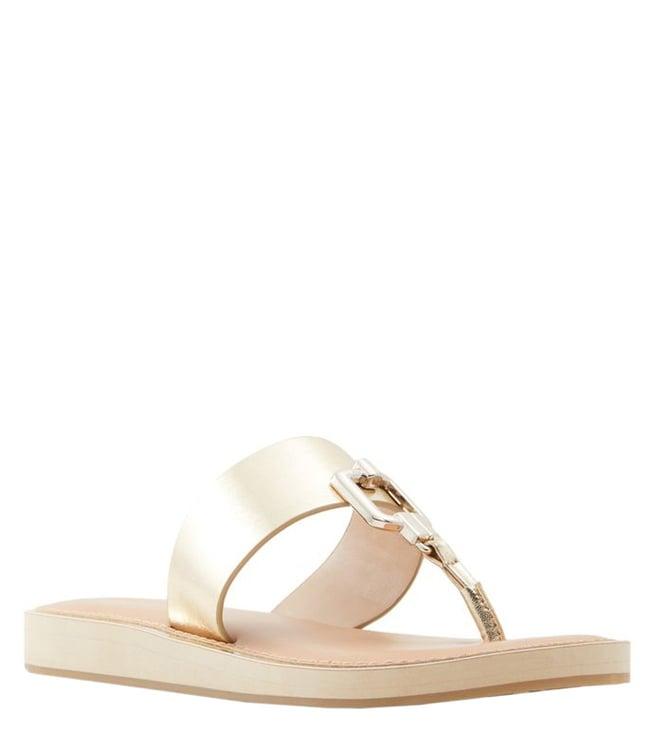 aldo women's gold t-strap sandals