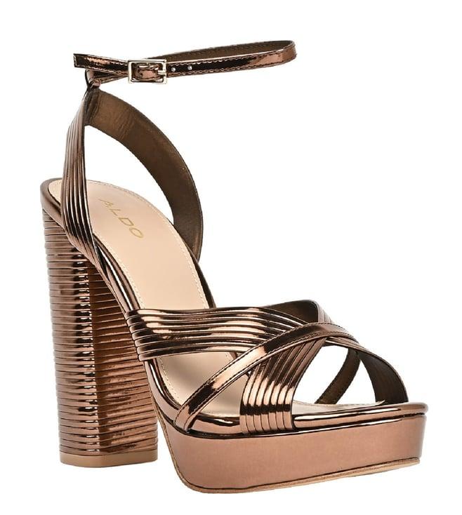 aldo women's hally222 bronze ankle strap sandals