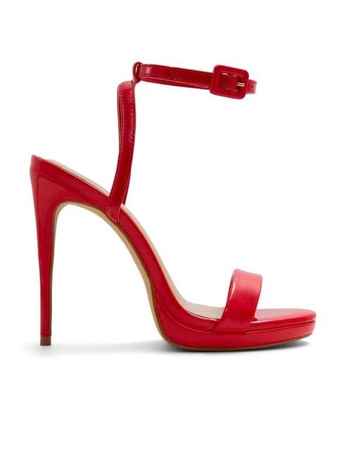 aldo women's kat red ankle strap stilettos