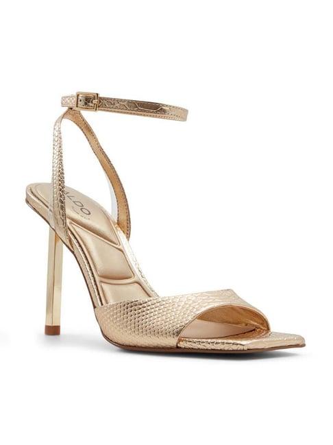 aldo women's lettie gold ankle strap stilettos