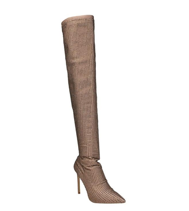 aldo women's nassia222 bronze embelished knee height boots