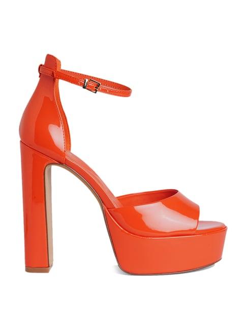 aldo women's orange ankle strap sandals