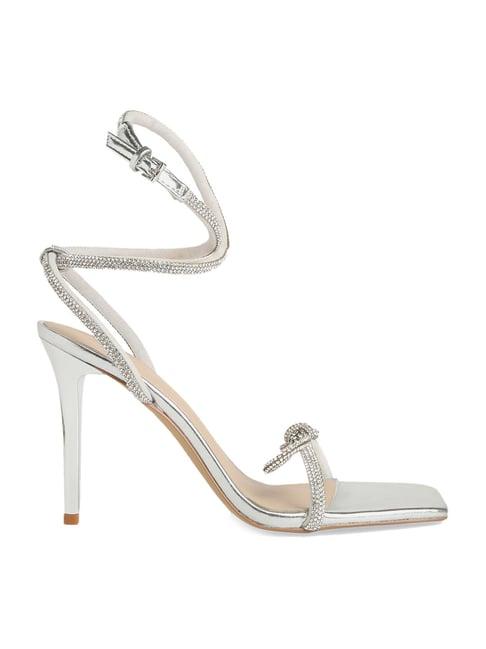 aldo women's silver ankle strap stilettos