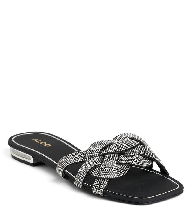 aldo women's tydeus001 embelished black slide sandals