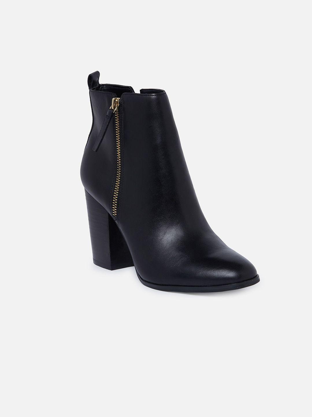 aldo women black solid heeled boots