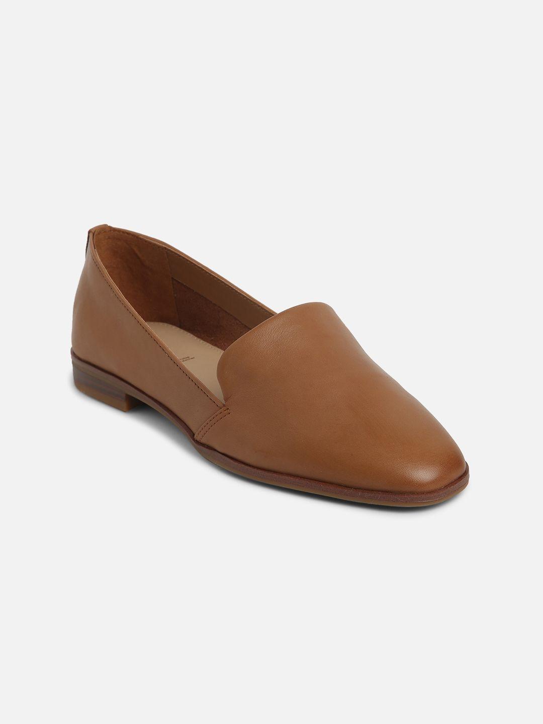 aldo women brown leather slip-on casual shoes