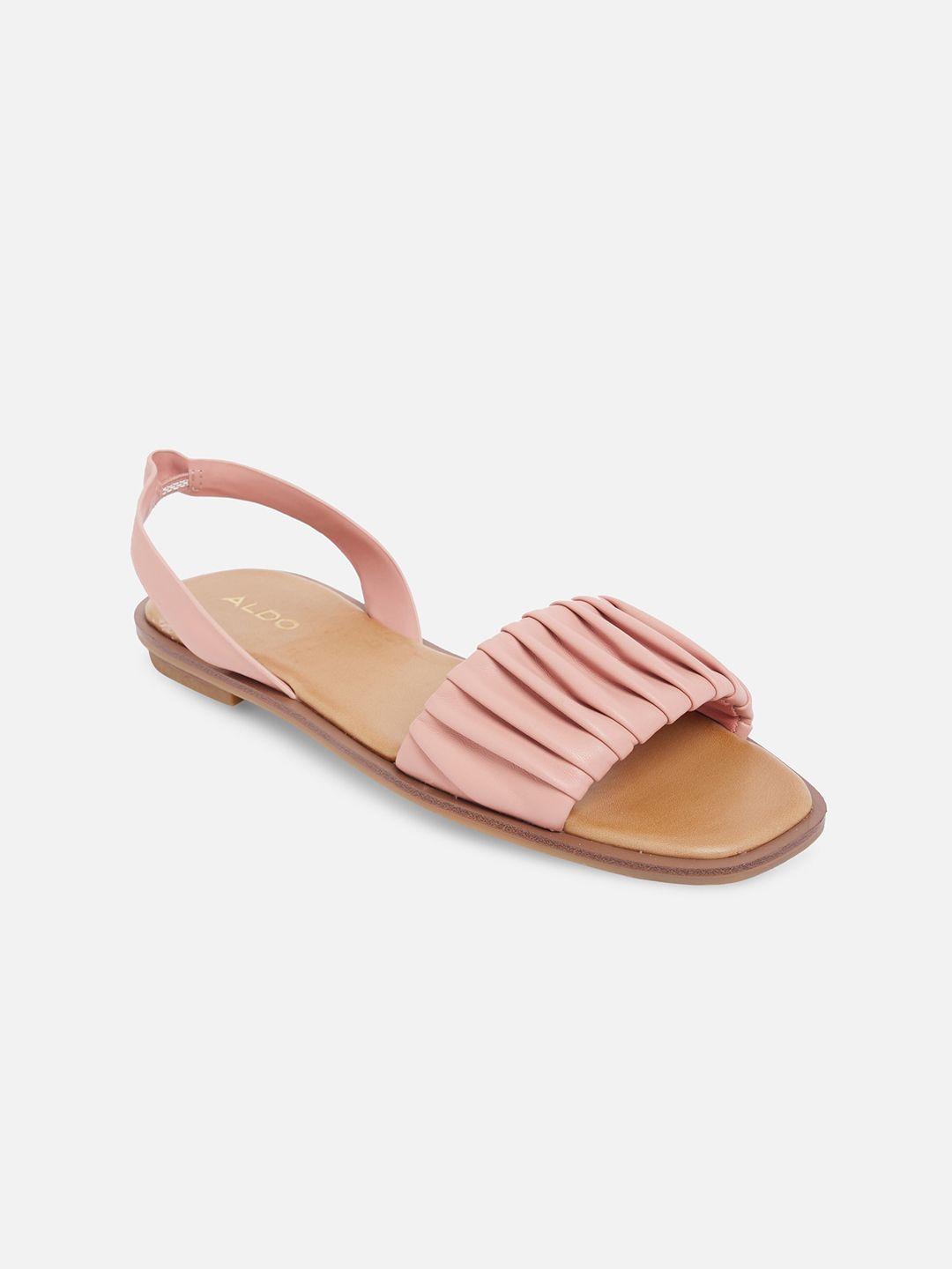 aldo women pink textured open toe flats