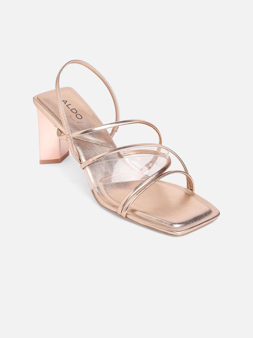 aldo women rose gold block pumps