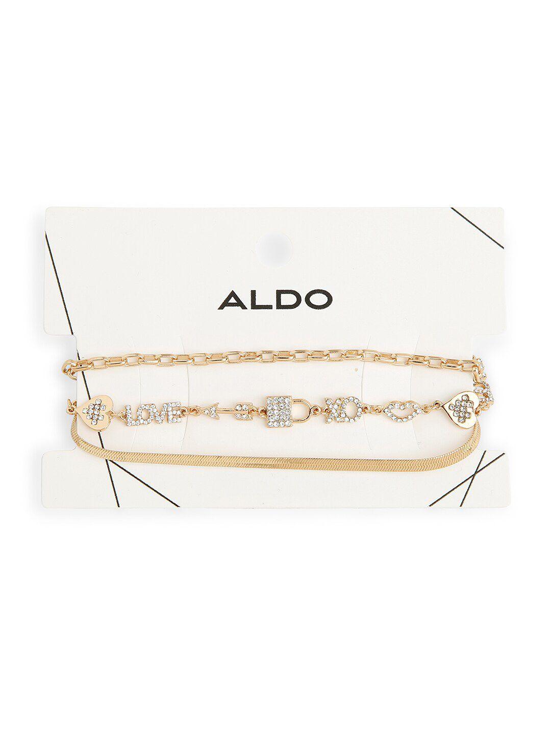 aldo women set of 3 gold-plated link bracelet