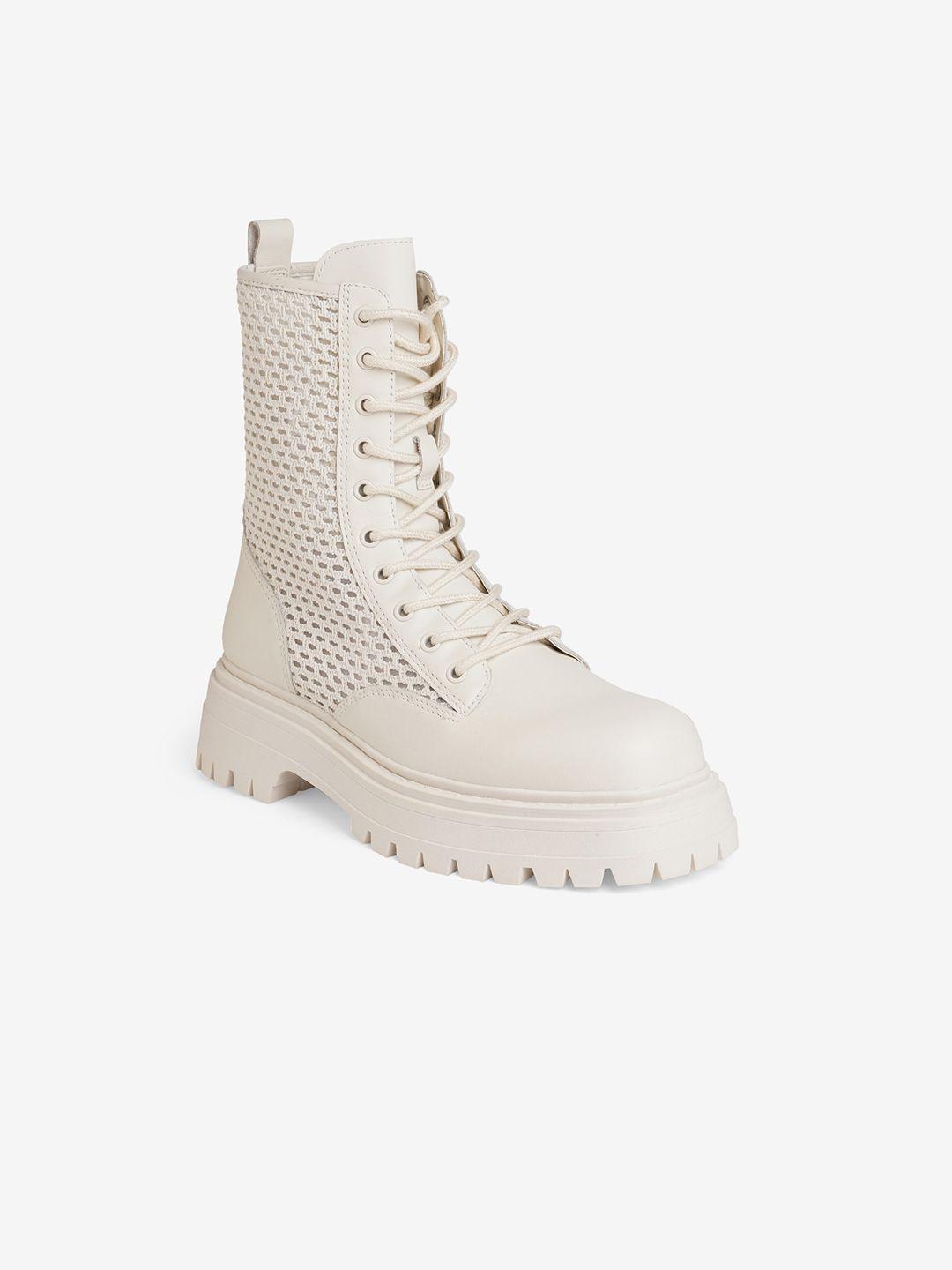 aldo women textured leather mid-top chunky boots