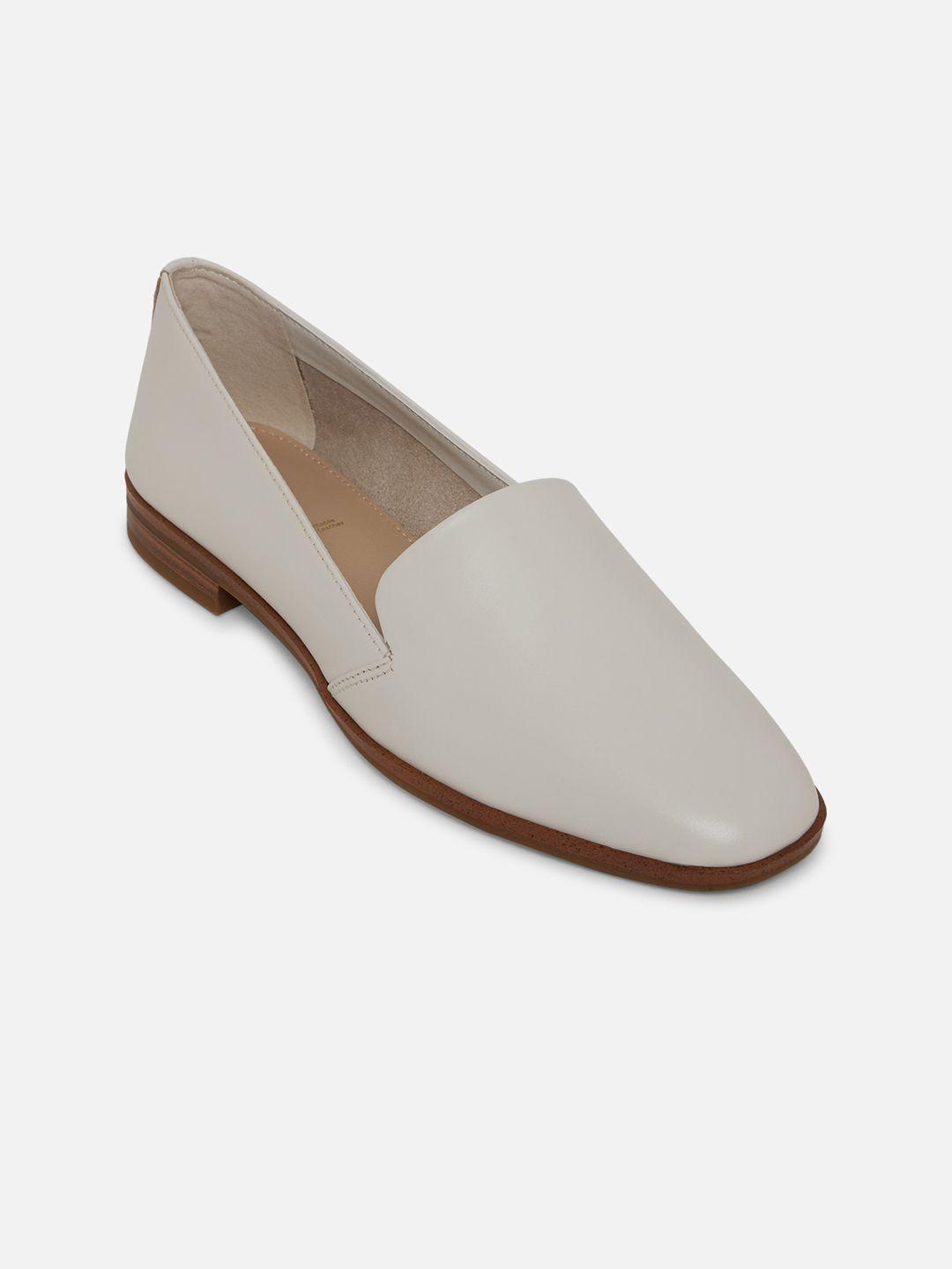 aldo women white solid leather loafers