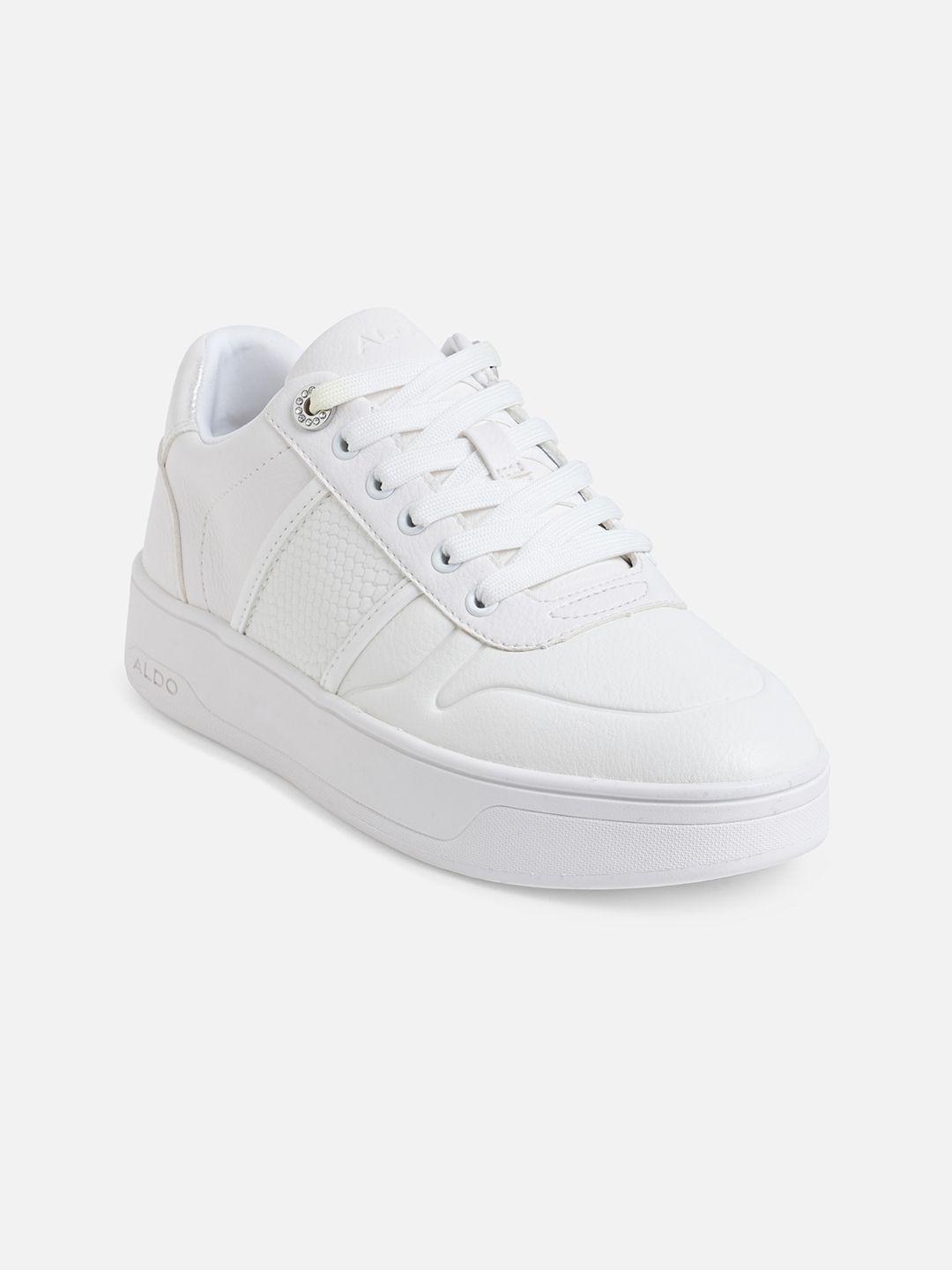 aldo women white solid sneakers