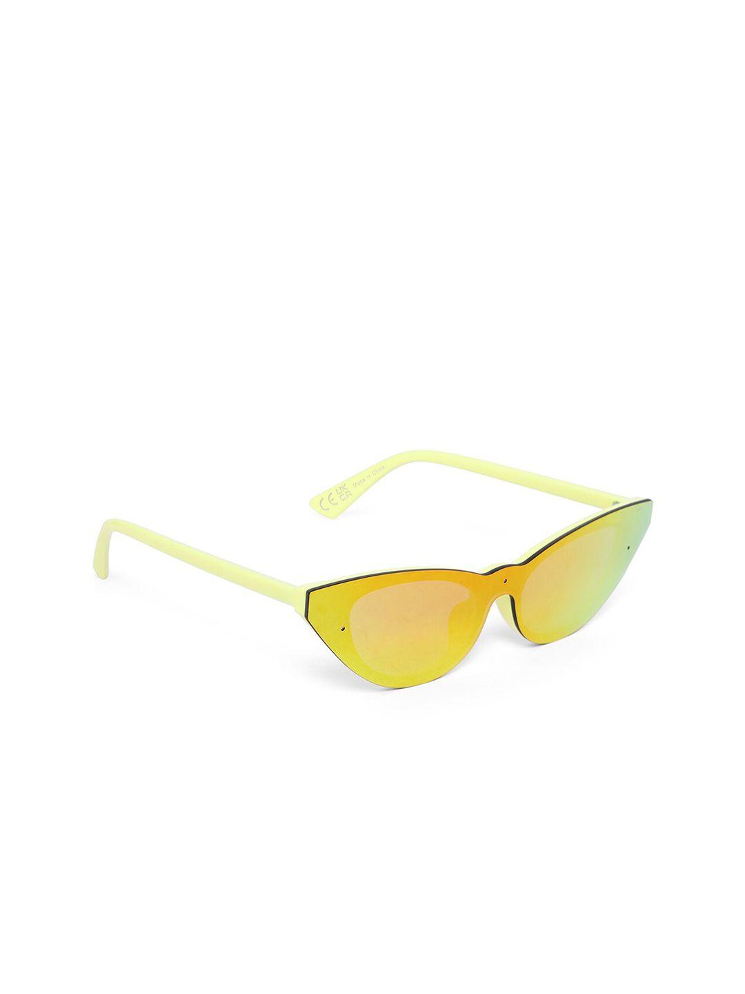 aldo women yellow lens & yellow cateye sunglasses