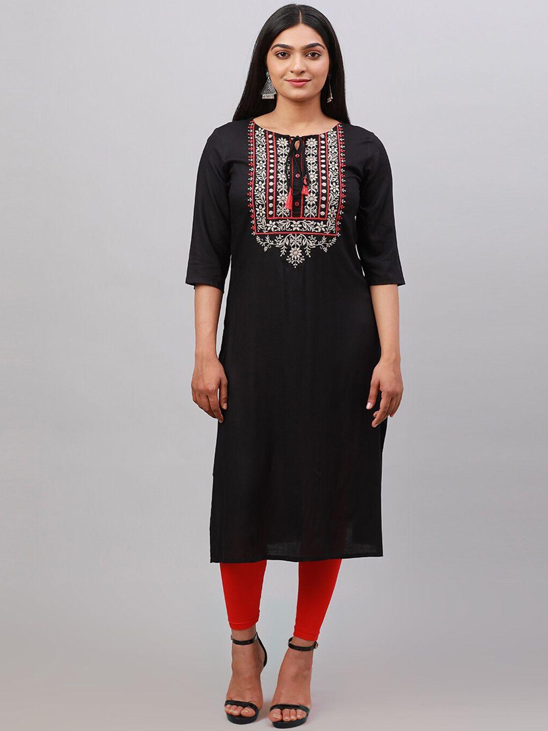 alena ethnic motifs embroidered straight kurta