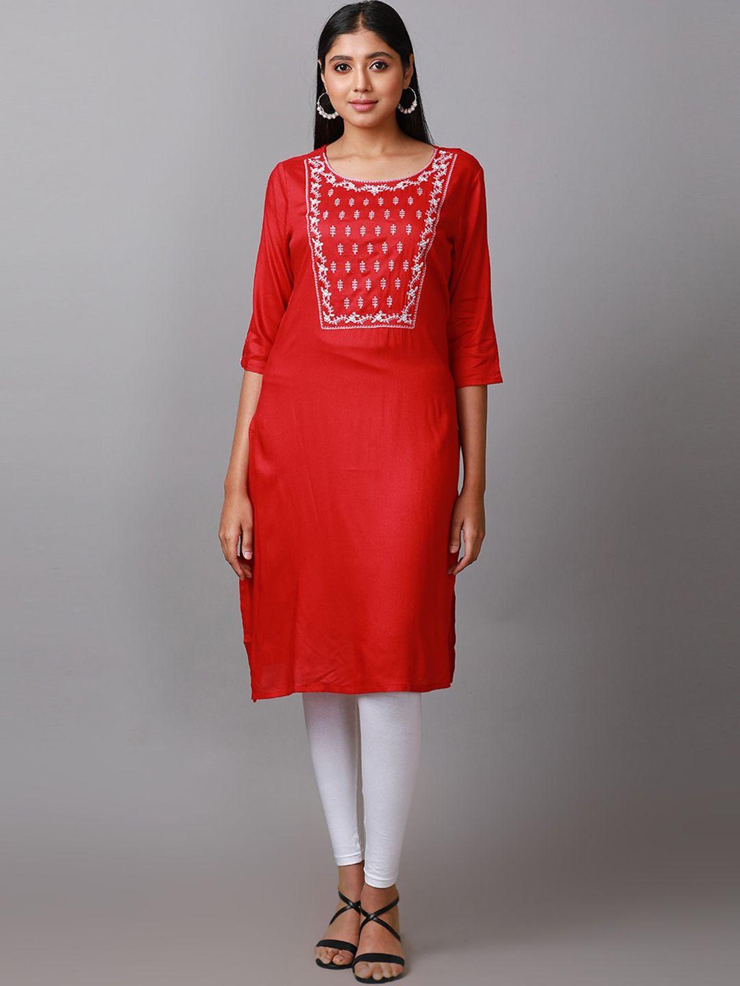 alena ethnic motifs embroidered straight kurta