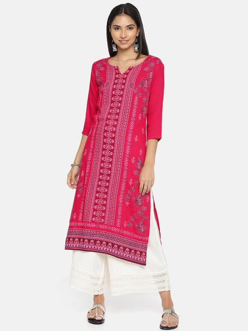 alena pink printed straight kurta