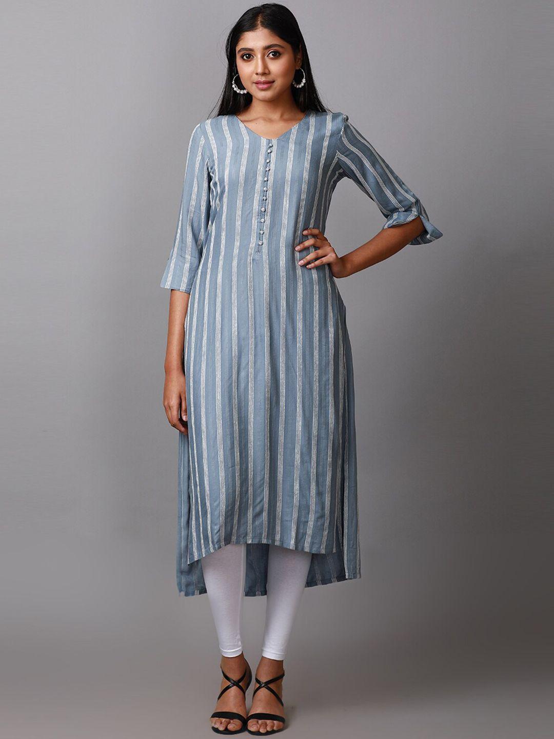 alena striped high low kurta