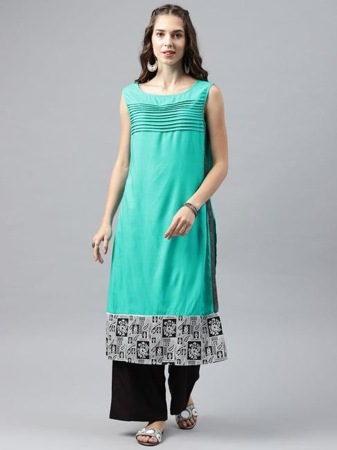 alena turquoise straight kurta